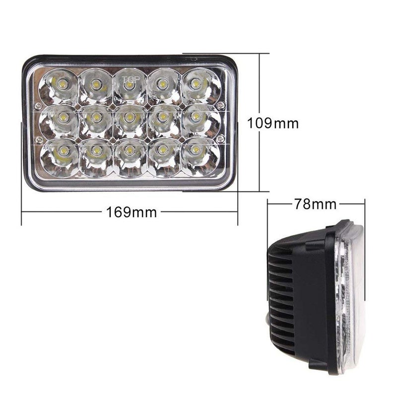 AMUNIESUN DOT Approved 4X6 LED Headlights Compatible with Freightliner FL60 FL70 FL80 Classic FLD120 FLD112 - Rectangular Square Clear Sealed Beam H4651/H4642/H4652/H4656/H4666/H4668/H6545 Replacement 4PCS - Image 2